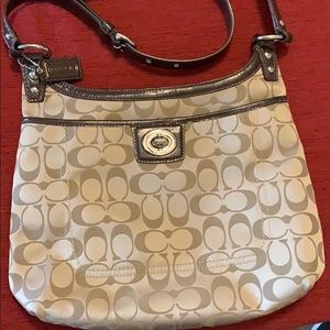 Coach tan with brown trim crossbody bag